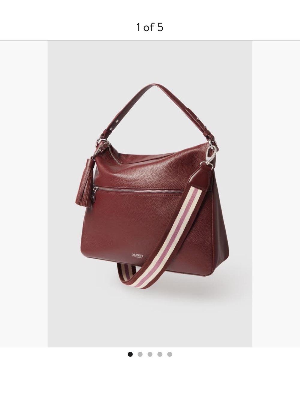 NWT $299 Osprey London Merlot The Stella Leather Hobo Bag